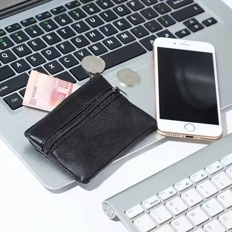 Compact Zipper Coin Purse - Unisex Small Wallet for Change & Cards