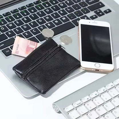 Compact Zipper Coin Purse - Unisex Small Wallet for Change & Cards