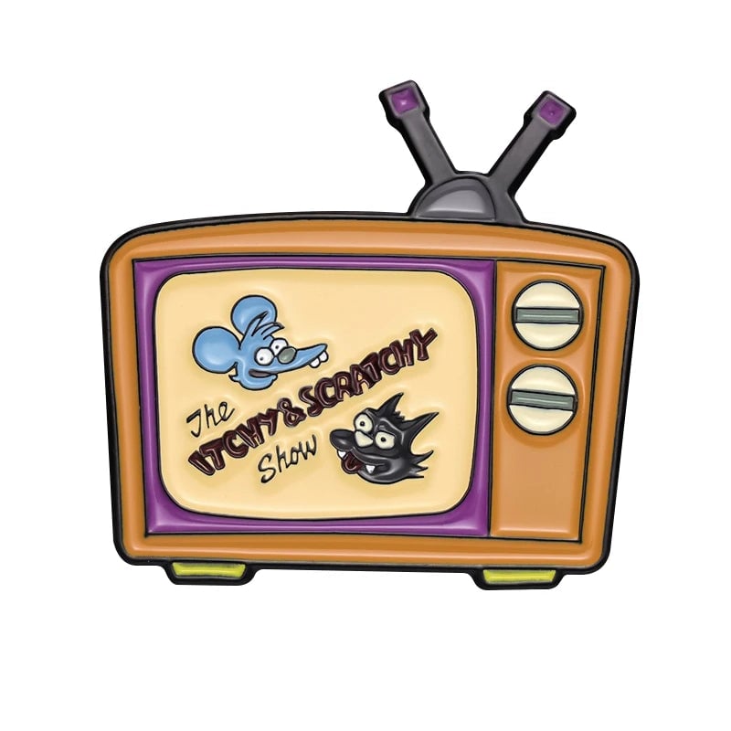 Cartoon Television Enamel Pin Brooch - Retro TV Badge Lapel Pin