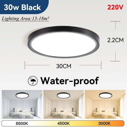 2.2cm Ultra Thin LED Ceiling Light Waterproof 3 Color Wood Grain