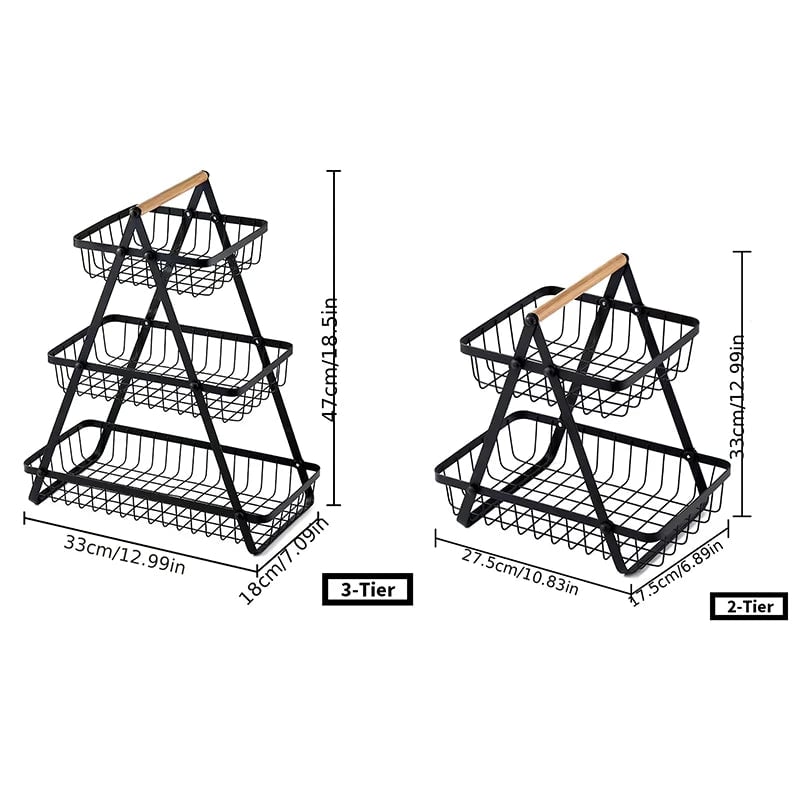 3-Tier Wire Mesh Fruit Storage Basket - Portable Kitchen Organizer