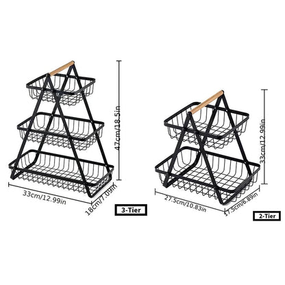 3-Tier Wire Mesh Fruit Storage Basket - Portable Kitchen Organizer