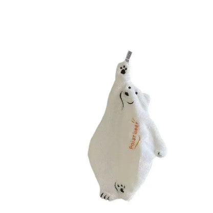 Super Absorbent Coral Fleece Kitchen Hand Towel - Polar Bear Design