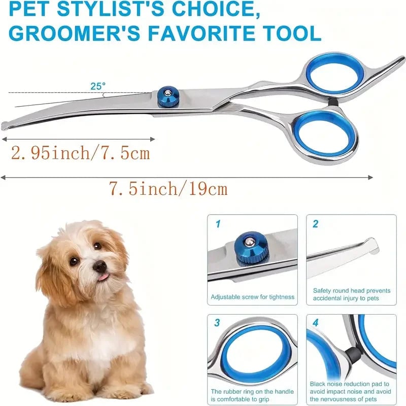 Safety Round Tip Pet Grooming Scissors Stainless Steel Dogs Cats