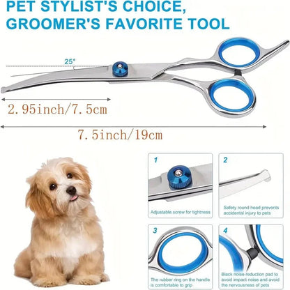 Safety Round Tip Pet Grooming Scissors Stainless Steel Dogs Cats