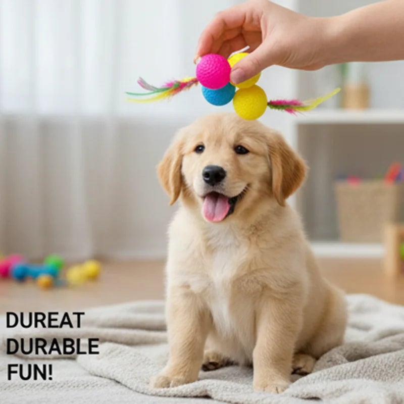 Interactive Feather Golf Ball Cat Toy - Crinkly Sound Self-Play