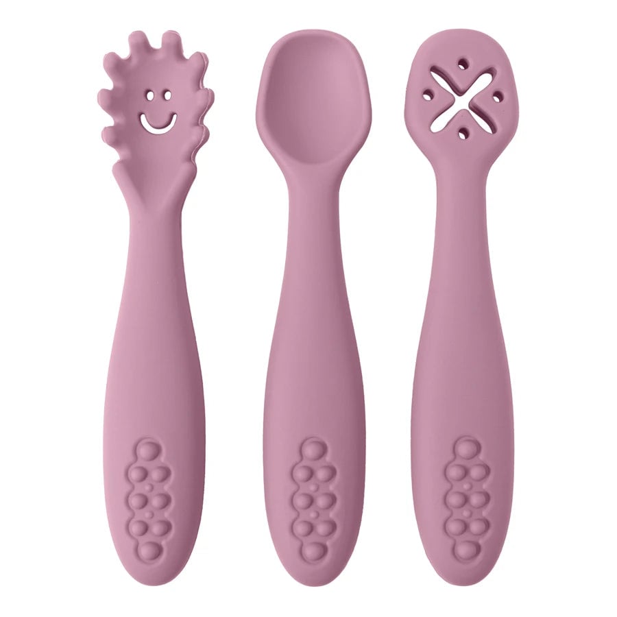 3PCS Baby Learning Spoons Set - Soft Silicone Weaning Cutlery