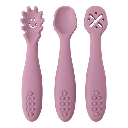 3PCS Baby Learning Spoons Set - Soft Silicone Weaning Cutlery