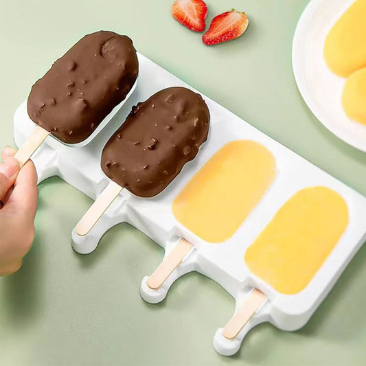 Silicone Ice Cream Mold - 6 Cavity DIY Popsicle Maker Ice Tray