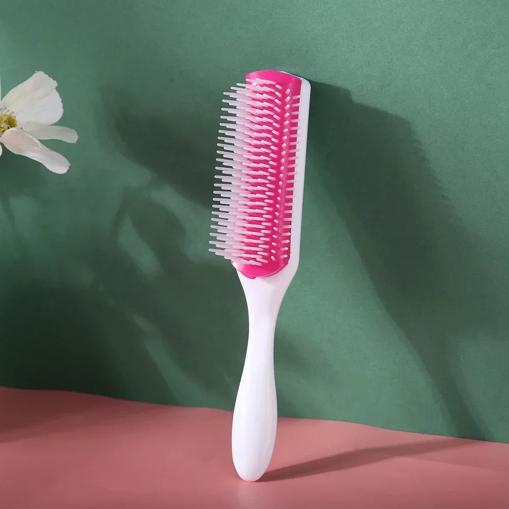 9 Rows Hair Brush Detangling Comb Scalp Massage Straight Curly Hair