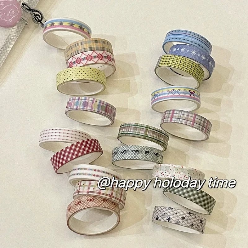Basic Grid Star Washi Tape 5-Pack Decorative Craft Stationery Set