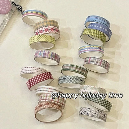 Basic Grid Star Washi Tape 5-Pack Decorative Craft Stationery Set