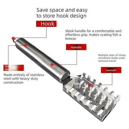Stainless Steel Fish Scale Scraper Knife - Sawtooth Filleting Tool