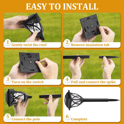 2 Pack LED Solar Lawn Lights Waterproof Warm Light Garden Walkway