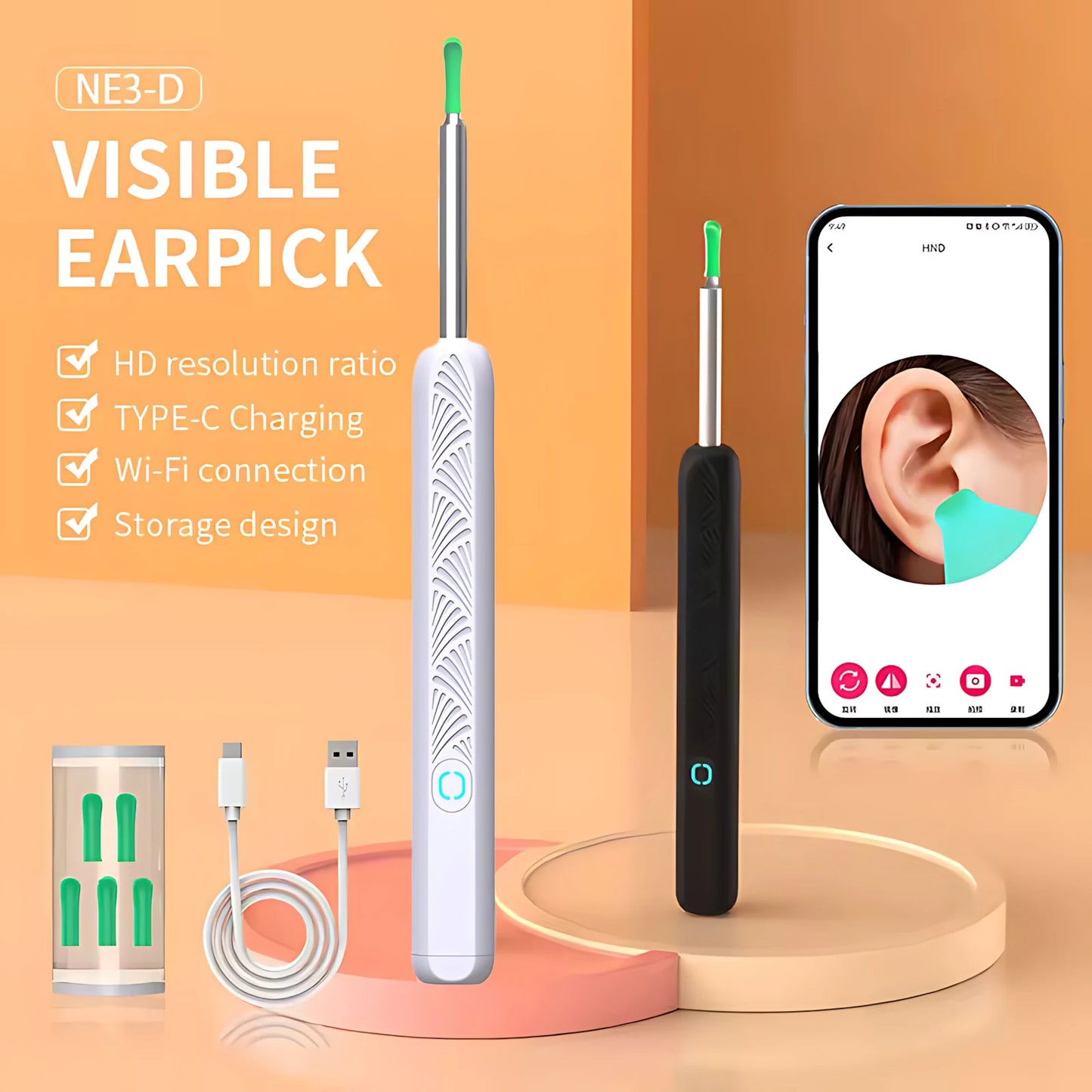 Wireless HD Camera Ear Pick Tool - Visual Earwax Removal Kit