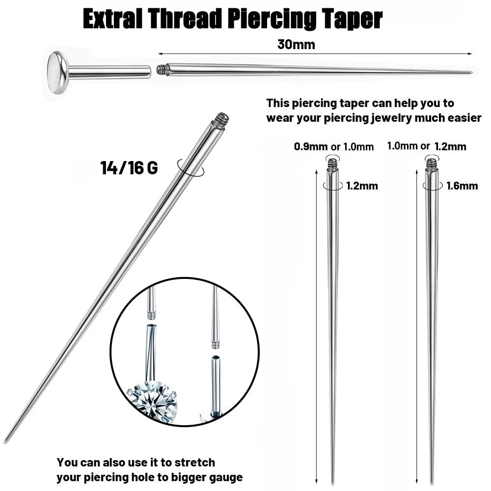 Surgical Steel Insertion Taper 14G 16G 18G Thread Threadless Tool