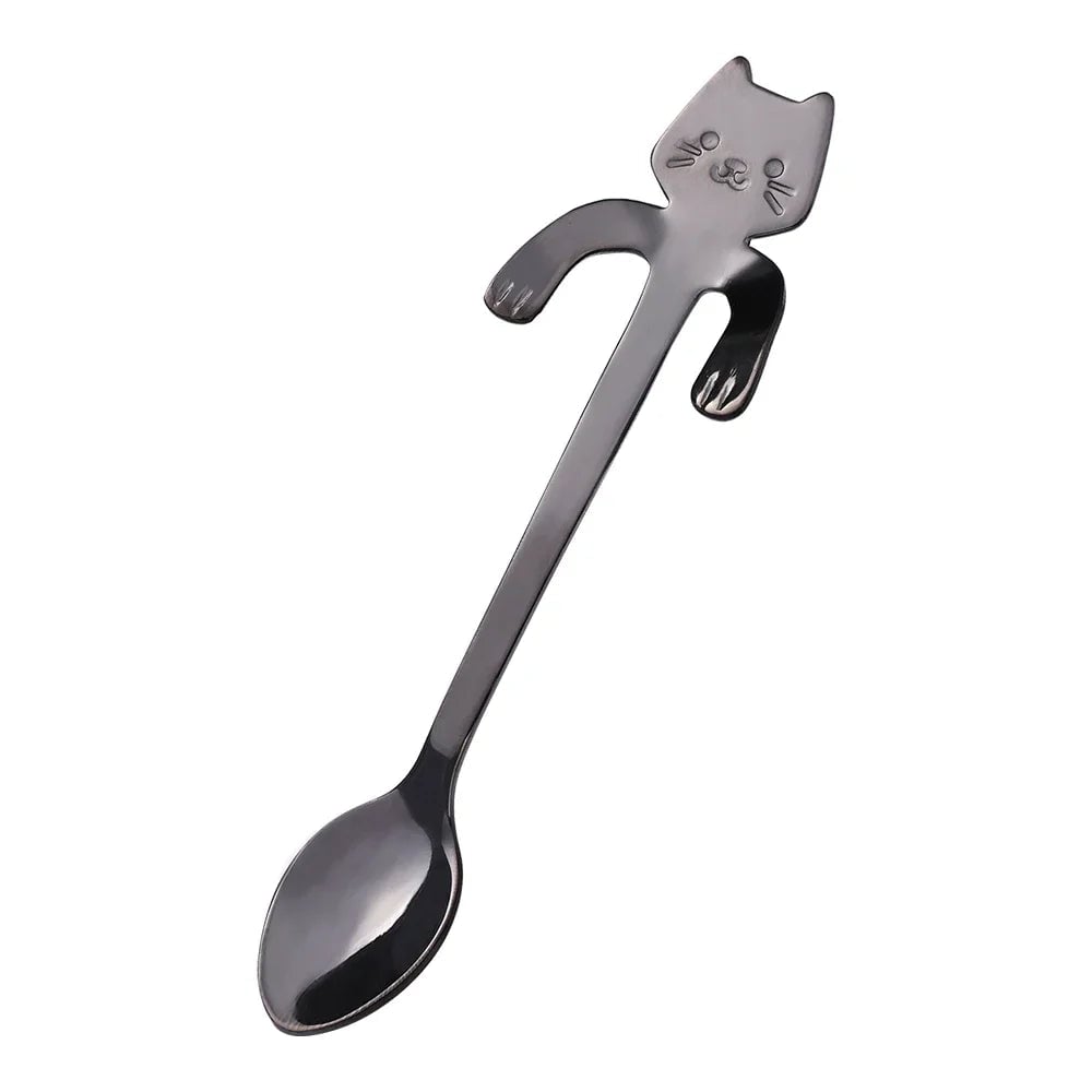 Stainless Steel Cat Shape Coffee Spoon Dessert Teaspoon Mini Scoop