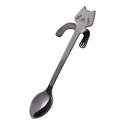 Stainless Steel Cat Shape Coffee Spoon Dessert Teaspoon Mini Scoop