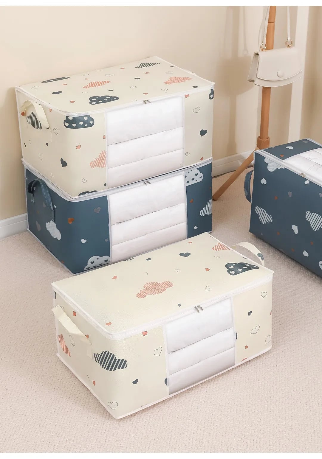 Large Foldable Storage Bag - Reinforced Handle & Zipper Organizer