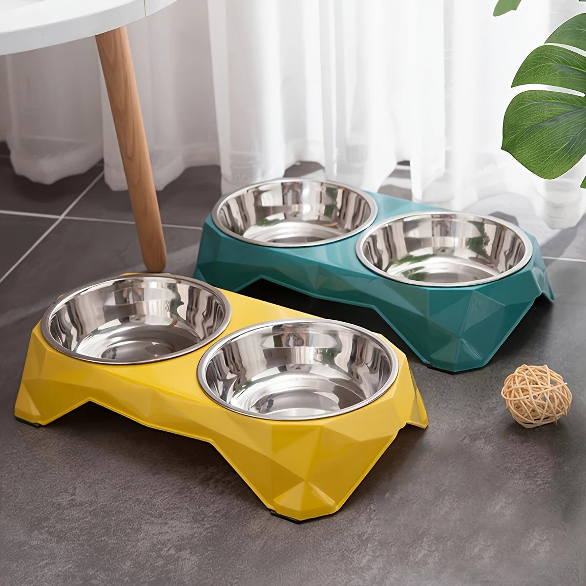Large Stainless Steel Double Bowl Pet Feeder for Dogs & Cats