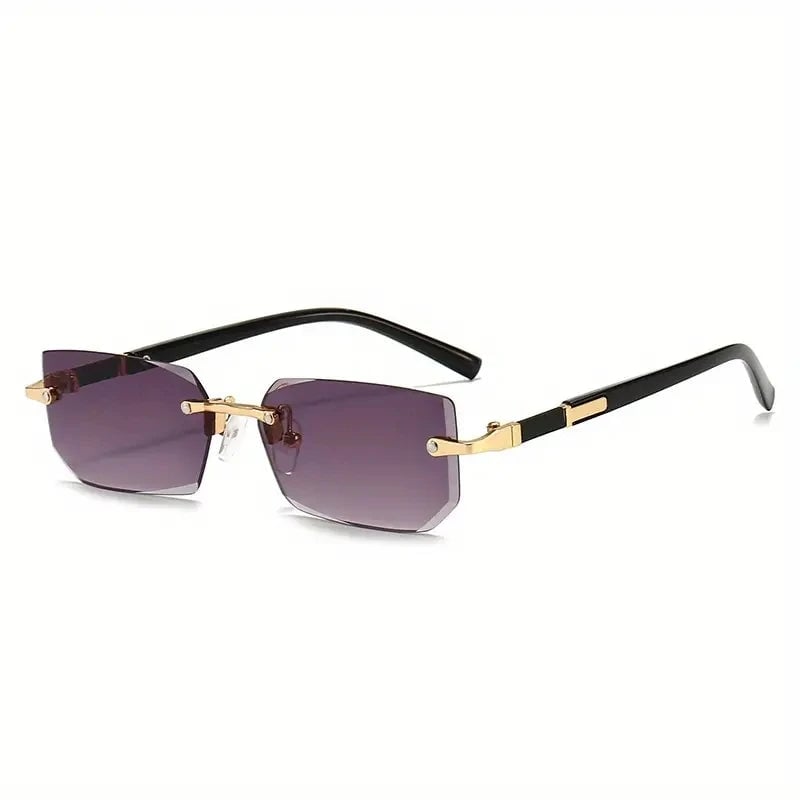 Rimless Rectangle Sunglasses - Unisex Small Square UV Protection