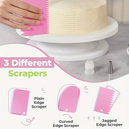 80PCS Cake Decorating Set Non-Slip Turntable 14 Piping Tips Tools