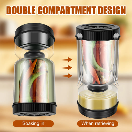 Glass Hourglass Pickle Jar with Juice Separator - Wet & Dry Storage