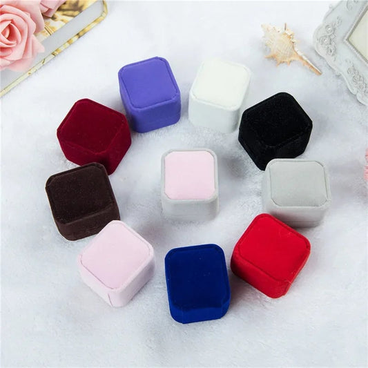 Rounded Flannelette Ring Box - Flocked Jewelry Storage Organizer
