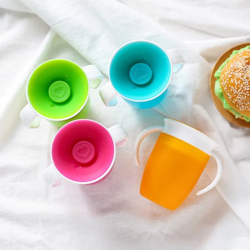 360° Rotated Baby Learning Cup Double Handle Flip Lid Leakproof