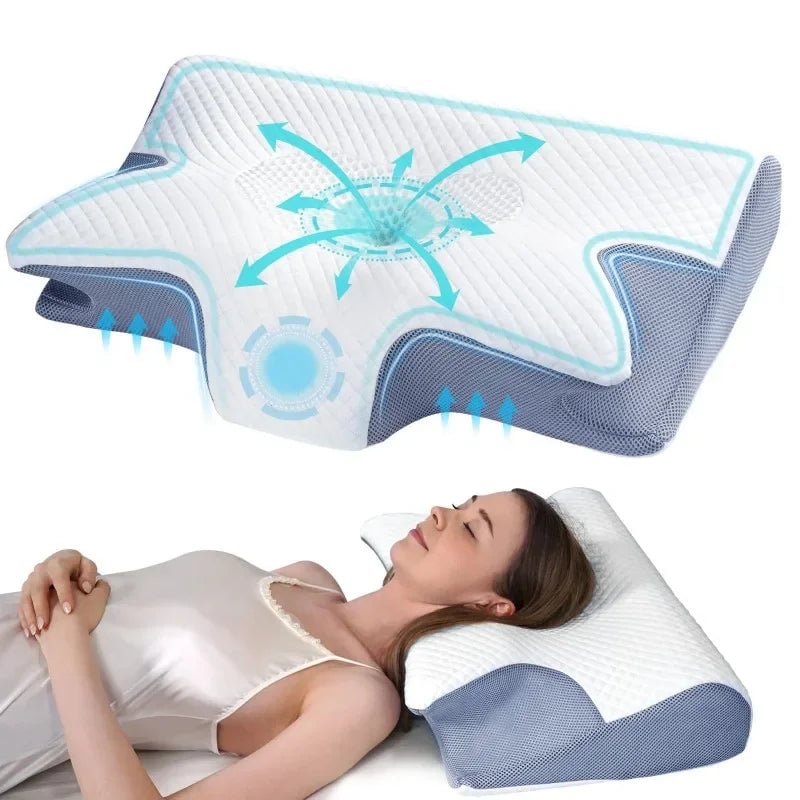 Butterfly Memory Foam Contour Pillow for Neck Pain Relief & Support