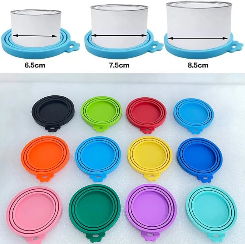 2pcs Reusable Silicone Pet Food Can Covers with Spoon for Dogs Cats
