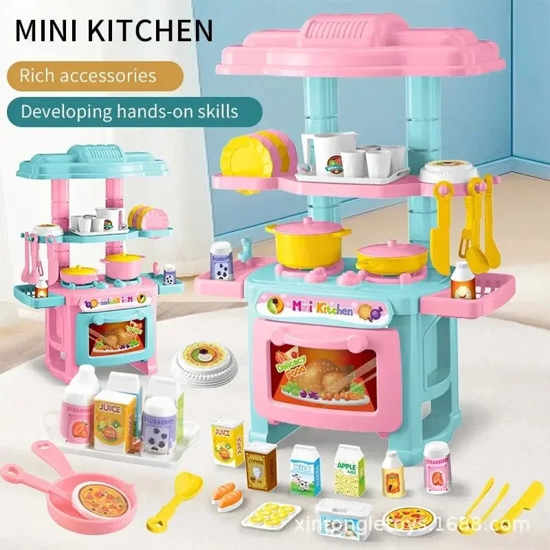 Mini Kitchen Counter Pretend Play Cooking Toy Set - Role Play Food