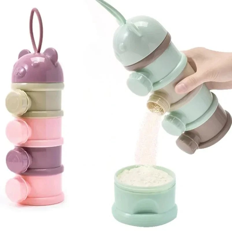 4-Layer Bear Milk Powder Container - Portable Baby Food Storage Box