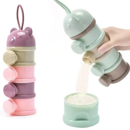 4-Layer Bear Milk Powder Container - Portable Baby Food Storage Box