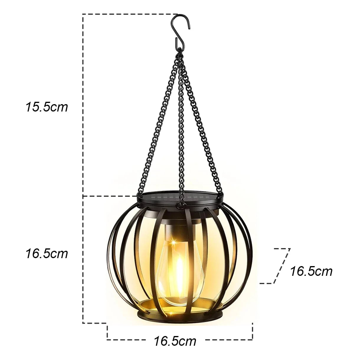 Vintage Solar Lantern Waterproof LED Warm White Outdoor Hanging