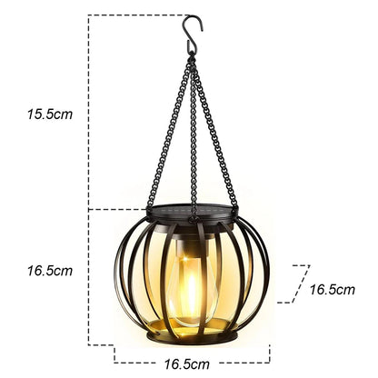 Vintage Solar Lantern Waterproof LED Warm White Outdoor Hanging