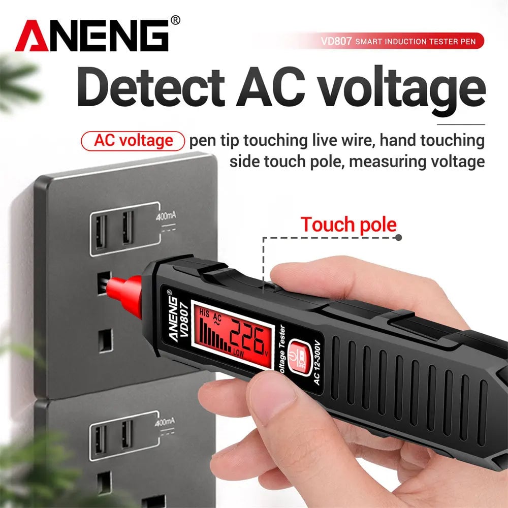 ANENG VD807 Non-Contact Voltage Tester 12-300V AC NCV Sensor Pen