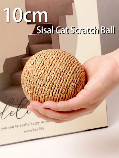 10CM Interactive Sisal Cat Scratching Ball - Teeth Cleaning Sound Toy