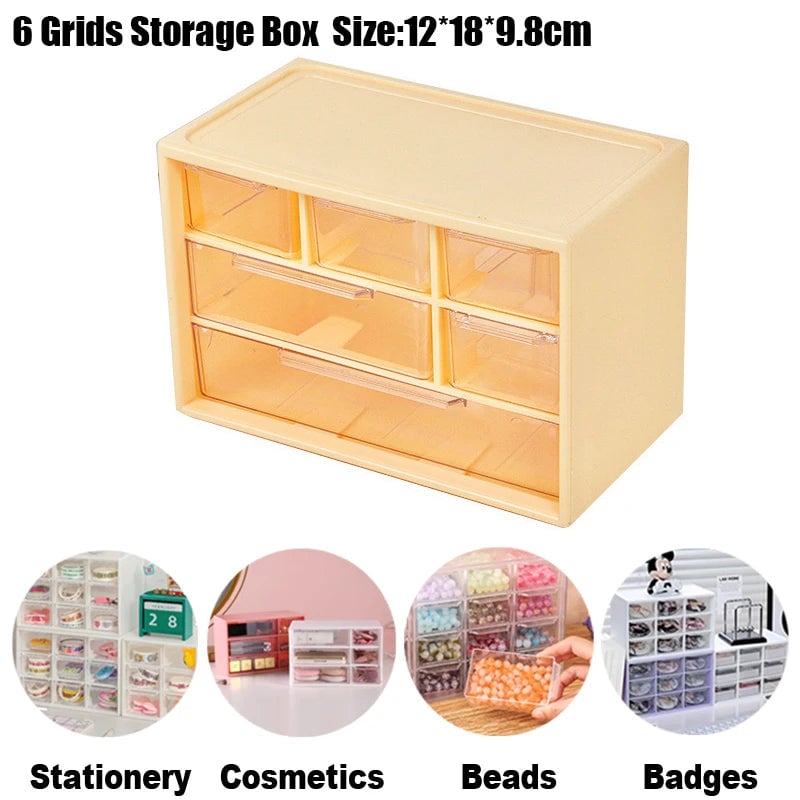 9 Grid Desktop Storage Box Jewelry Cosmetic Organizer with Drawer