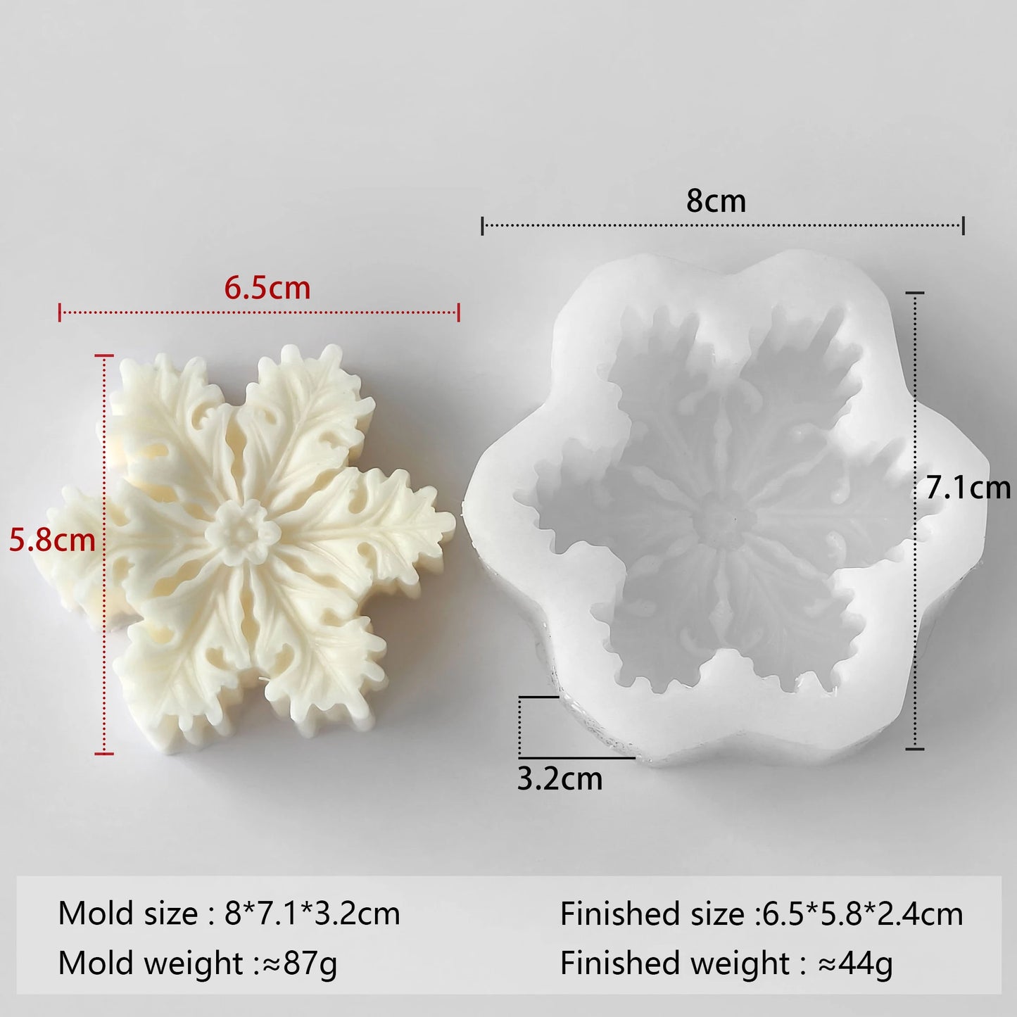 Snowflake Candle Silicone Mold - Christmas Soap Wax DIY Craft