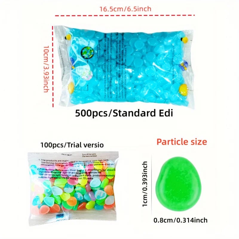 Luminous Glow Stone Decor 100/500pc Set - Aquarium Landscape Garden