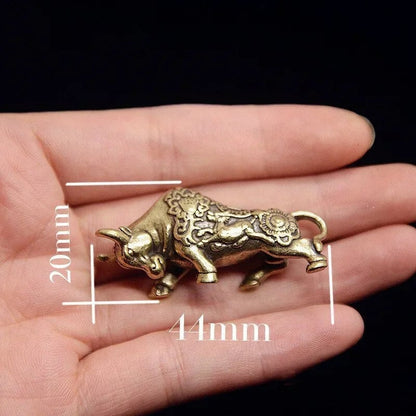 Brass Bullfighting Statue - Lucky Copper Figurine Desktop Ornament