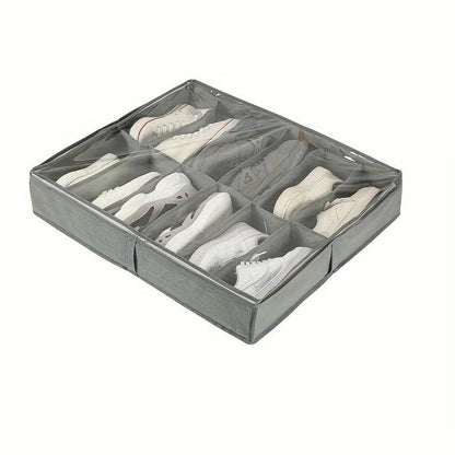 12 Compartment Foldable Transparent Shoe Storage Organizer Box