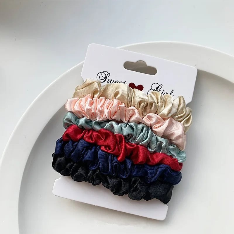 Satin Elastic Headbands 6/12 PCS - Silk-Soft Hair Accessories