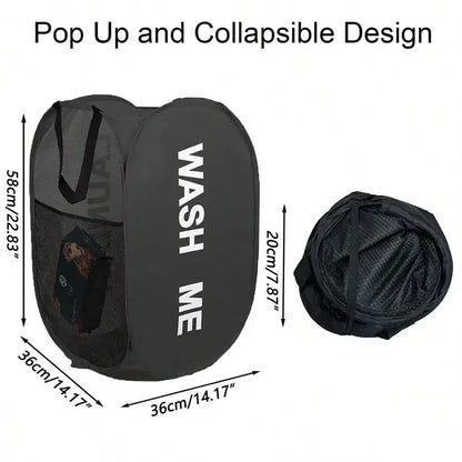Mesh Pop Up Laundry Hamper - Collapsible Portable Basket Dorm