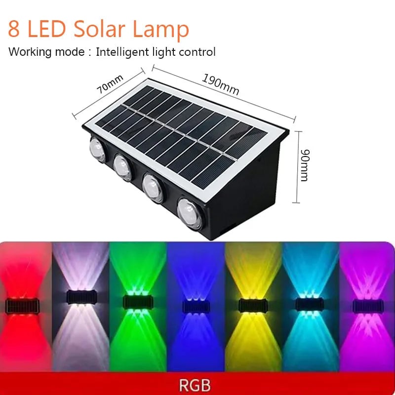 4/6/8 LED Solar Wall Lamp Waterproof Up Down Garden Street Light