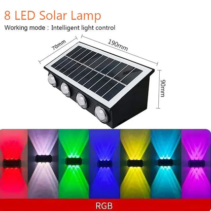 4/6/8 LED Solar Wall Lamp Waterproof Up Down Garden Street Light