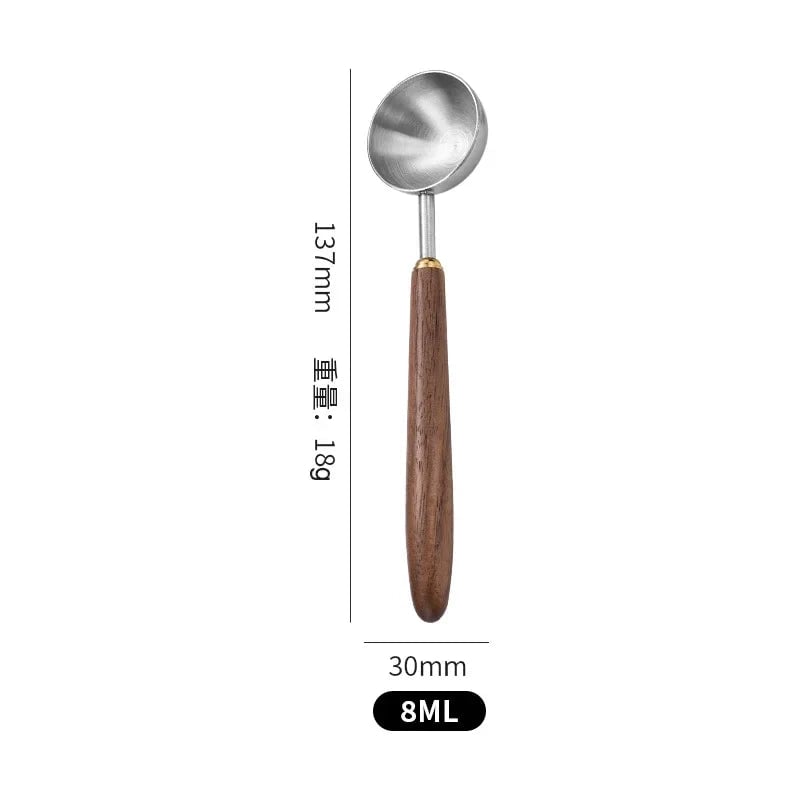 25ml Walnut Wood Handle Stainless Steel Coffee Measuring Scoop