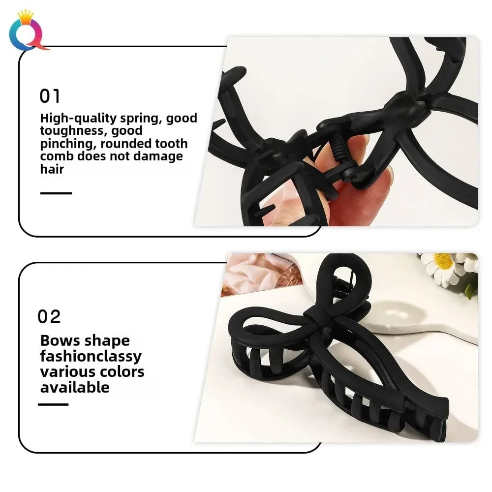 Matte Acrylic Bow Hair Claw Clip - Large Ponytail Crab Hair Clip