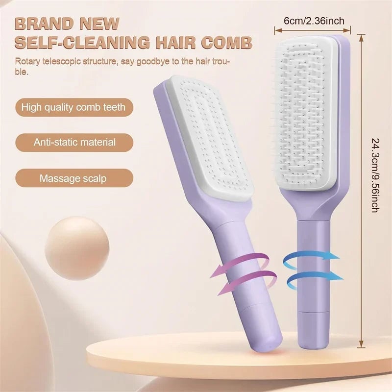 Self Cleaning Rotating Hairbrush Anti Static Massage Comb Auto